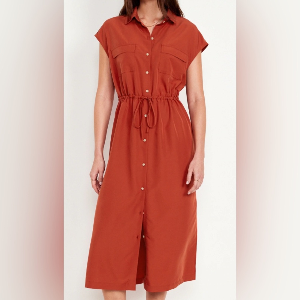 Rust Button Down Sleeveless Dress M